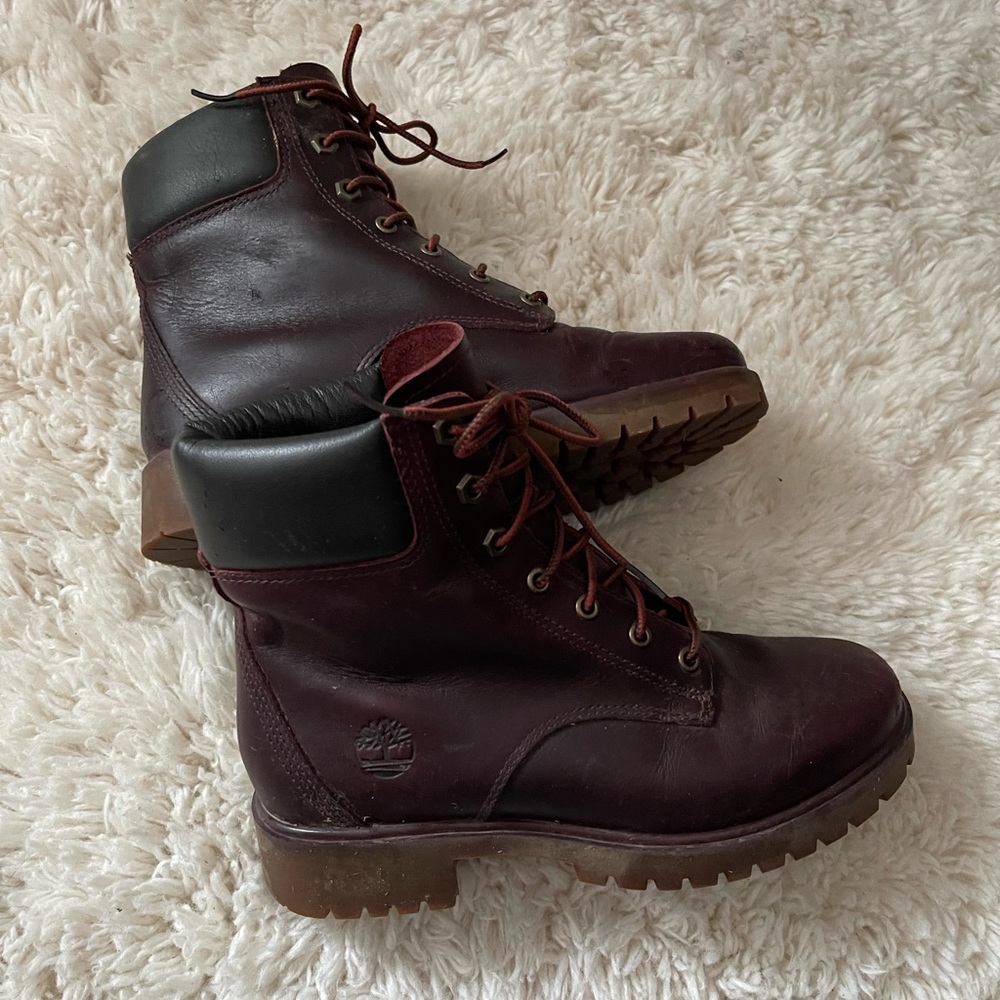 Timberland Burgundy Leather Hiking Boots Size 6
